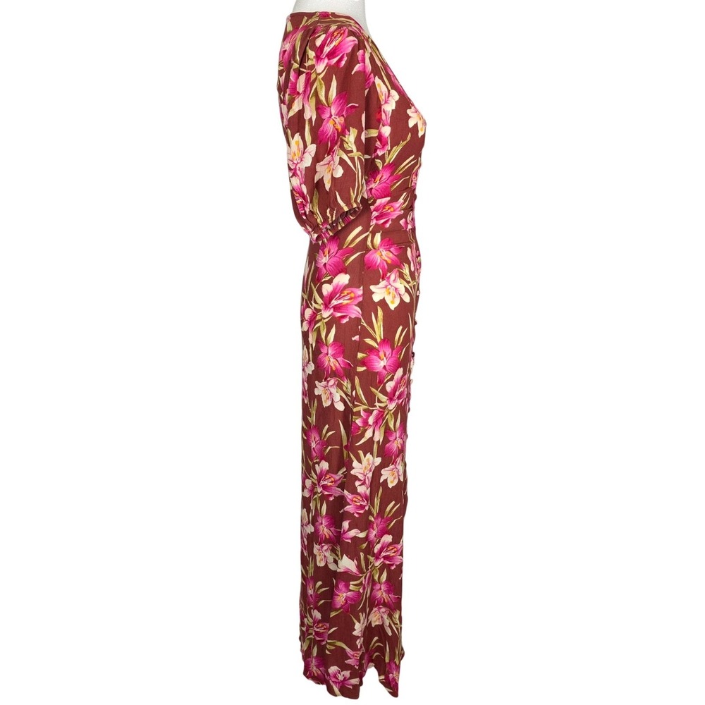 Faherty Sorrento Maxi Dress Women XS Majorica Floral Print Button Front V Neck - Picture 3 of 6